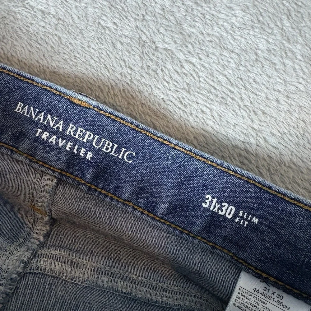 Banana Republic Jeans Mens 31x30 (Fits 31x30) Blue Traveler Slim Denim‎